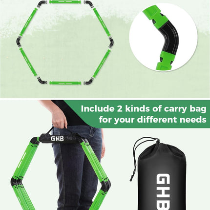 6 Pack Hexagonal Agility Rings with Connectors and Carry Bags for Sports Training