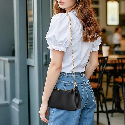 Women’s Small Leather Hobo Purse Shoulder Bag with Removable Strap