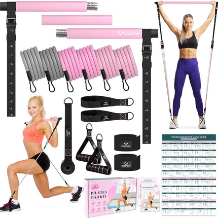 Pilates Bar Kit with Resistance Bands Portable Home Gym Full Body Workout Set