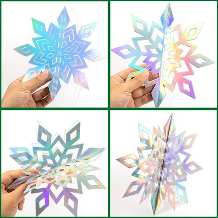Christmas Snowflake Decorations – 15pcs 3D Paper Garland for Winter Parties