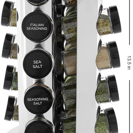 20-Jar Revolving Spice Rack with Free 5-Year Refills – Stainless Steel