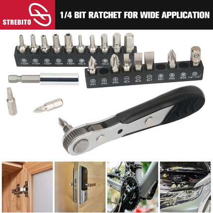 22-Piece Mini Ratchet Set – 1/4" Ratchet, Right Angle Screwdriver for Tight Spaces