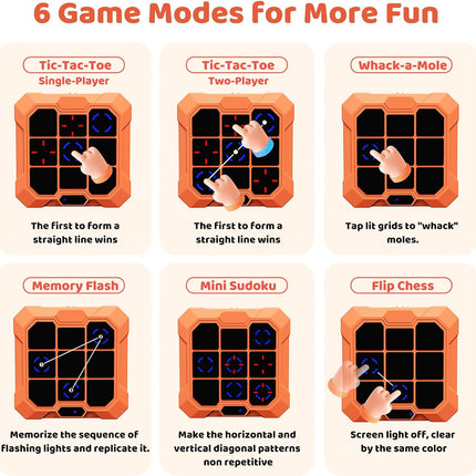 6-in-1 Electronic Tic Tac Toe Game – Portable Learning Toy for Kids & Adults