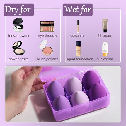 6PCS Makeup Sponge Set, Premium Foundation, Powder & Blush Blending Applicators