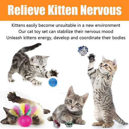 21-Piece Cat Toy Set – Tunnel, Feather Wand & Balls for Indoor Cats