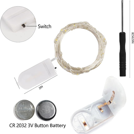 12 Pack Battery Operated Fairy Lights 7FT 20 LED Mini String Multicolor