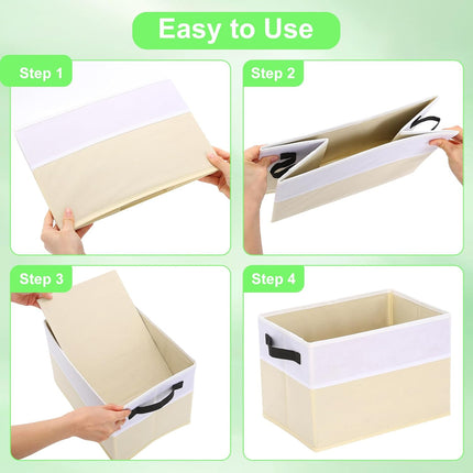4-Pack Large Storage Bins – Collapsible Fabric Closet Organizer, Beige