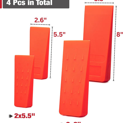 4-Pack Tree Felling Wedges with Spikes – 5.5" & 8" with Storage Bag