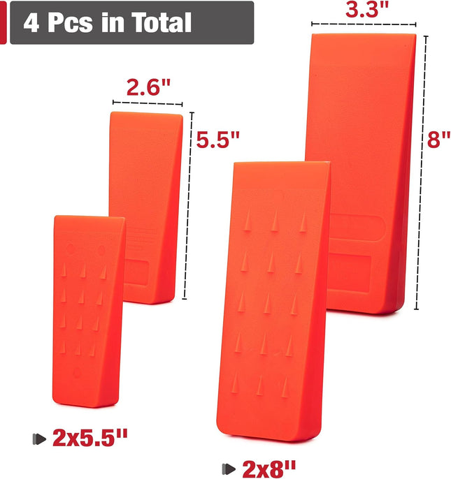 4-Pack Tree Felling Wedges with Spikes – 5.5" & 8" with Storage Bag