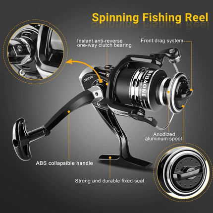 Fishing Rod and Reel Combo Kit, Telescopic Fishing Pole with Lures, Hooks & Bag