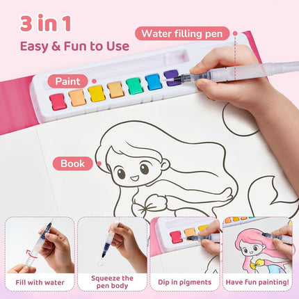 Paint with Water Coloring Books – Watercolor Set for Toddlers 3-8, Magical Pony Theme