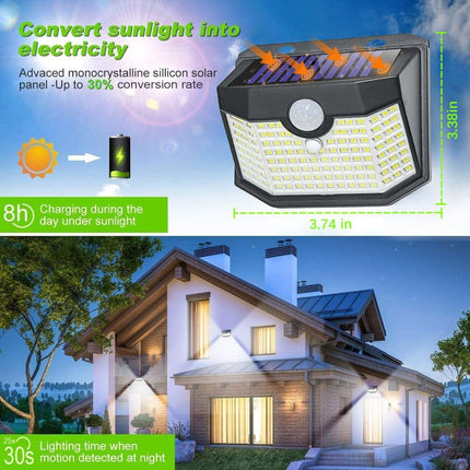 6 Pack Solar Outdoor Wall Lights 120 LED Motion Sensor IP65 Waterproof Daylight White