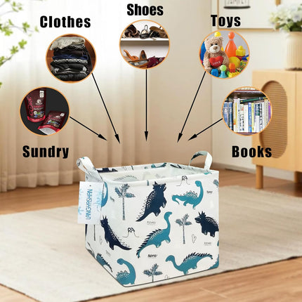 Waterproof Canvas Storage Basket – Square Dinosaur Hamper for Nursery & Toy Room