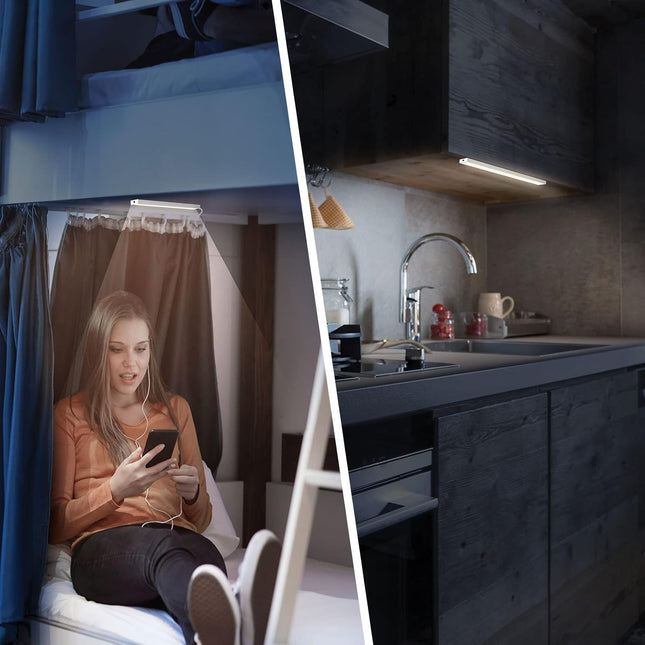 2Pack LED Under Cabinet Lights – USB Powered, Dimmable for Closet & Work Tables