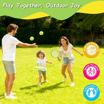 Toss Catch Ball Game Set with Dual Sided Paddles for Kids Outdoor Play