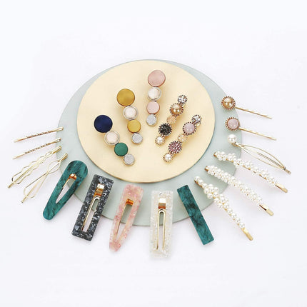 20PCS Macaron Pearl Hair Clips Set Acrylic Barrettes for Women Girls