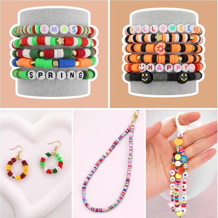6000+PCS Polymer Clay Beads Kit 24 Colors for Jewelry Making DIY Crafts