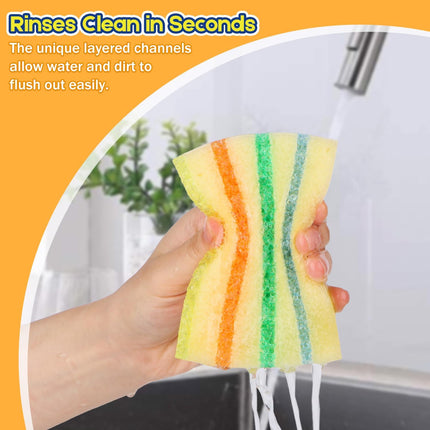 4 Pack Scrub Sponge Temperature Responsive Cleaning Sponges Kitchen Use