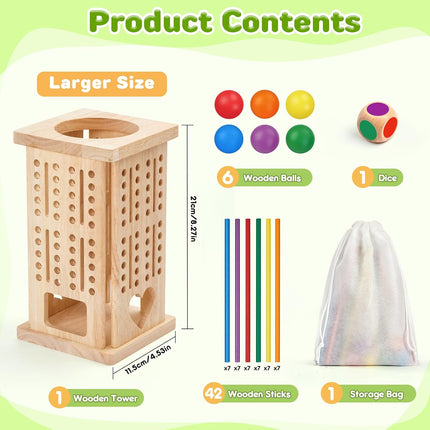 Wooden Board Game – 42 Colorful Math Sticks Learning Toy for Ages 3–6