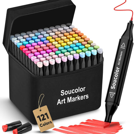 120 Colors Dual Tip Alcohol Markers Art Set for Kids & Adults + Blender Gift
