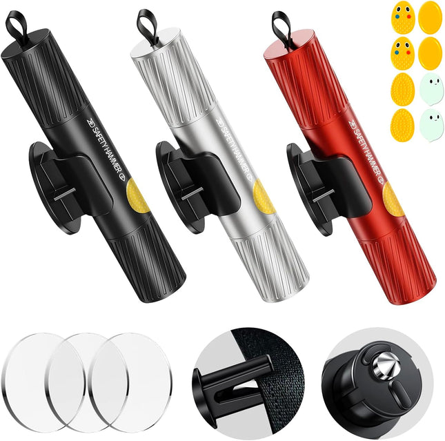 2025 Safe Hammer Glass Breaker – Car Emergency Escape Tool, 3PCS, Seatbelt Cutter