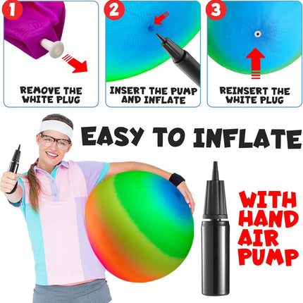 18 Inch Rainbow Playground Ball Jumbo Inflatable Kickball with Hand Pump
