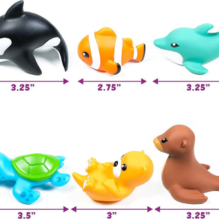Marine Mold Free Bath Toys 6 Pack Sealed No Hole Baby Toddler Squeeze Pool Toys