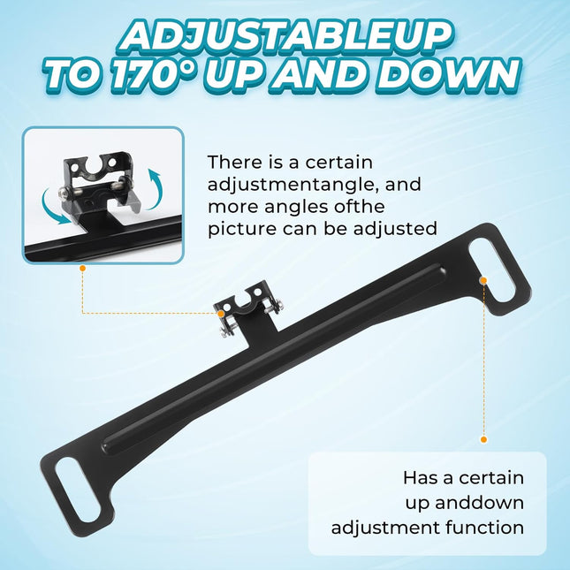 Universal Car Rear View Camera Bracket – Stainless Steel, Anti-Rust, 170° Adjustable