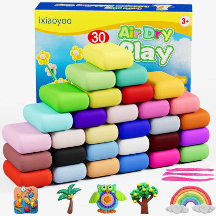 Air Dry Clay 30 Colors – Modeling Clay with Sculpting Tools for Kids 3-12 Years