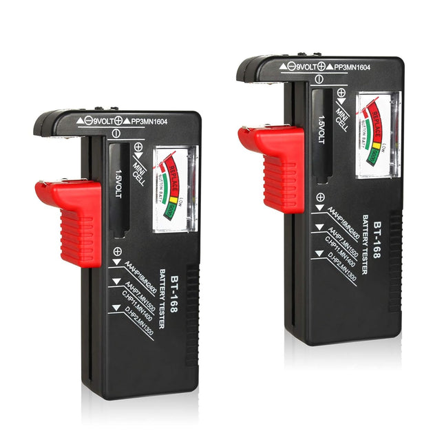 2Pcs Battery Tester Checker – Universal for AA, AAA, 9V, Button Cell, No Battery Needed