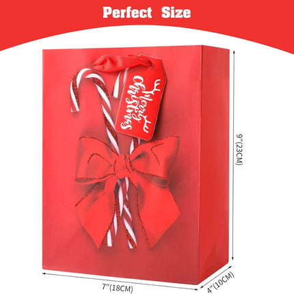 4PCS Medium Xmas Gift Bags – 9" Holiday Wrapping Bags with Tissue Paper