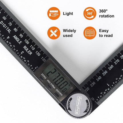 Digital Angle Finder Protractor 7 Inch 200mm Adjustable Angle Ruler Measuring Tool