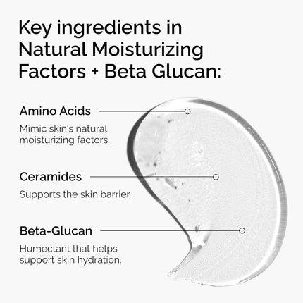 Natural Moisturizing Factors + Beta Glucan Gel Moisturizer, Lightweight Hydration 3.4oz