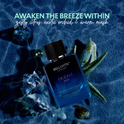 BellaVita Luxury Ocean Eau de Parfum for Men 100ml Fresh Aquatic Cologne