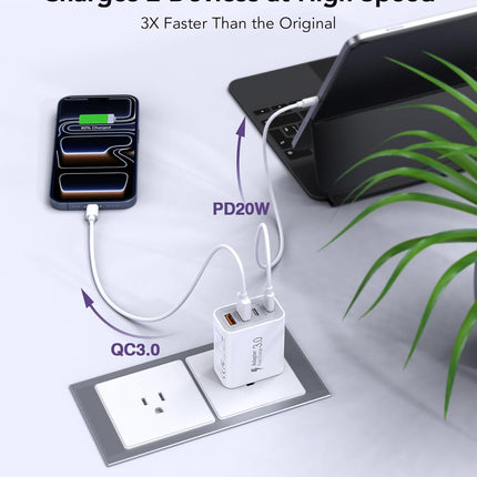 2-Pack 40W USB-C Charger – 4-Port Fast Charging Adapter for iPhone & iPad