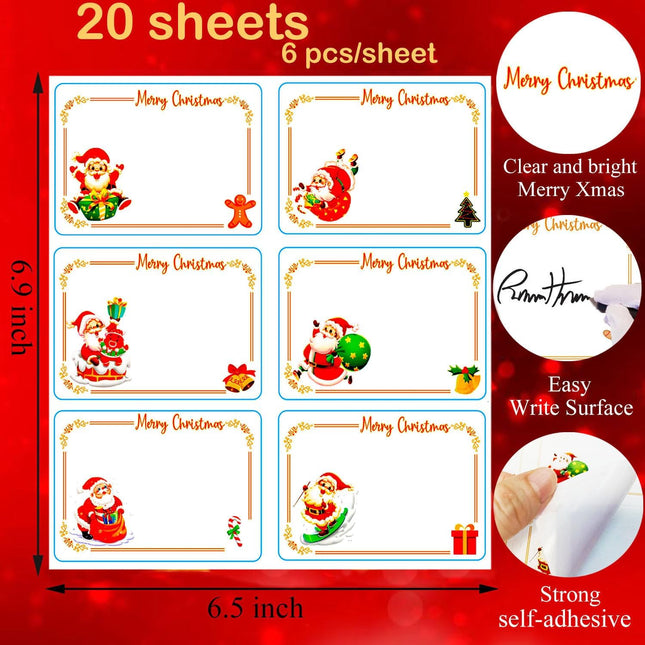 120PCS Christmas Labels Stickers – Self-Adhesive Gift Name Tags for Xmas Gifts and Holiday Decor
