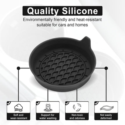 4-Pack Car Cup Holder Coasters – Universal Silicone Non-Slip Inserts, Black