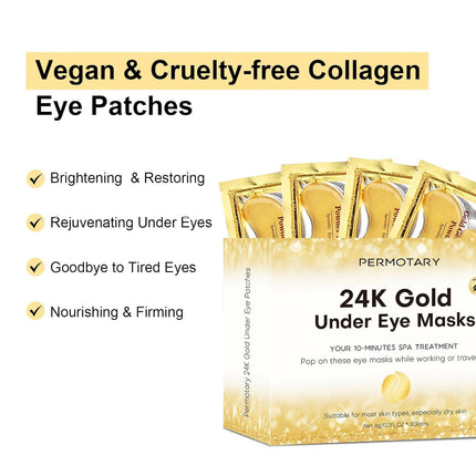 24K Gold Gel Collagen Eye Patches – 30 Pairs for Dark Circles & Wrinkles
