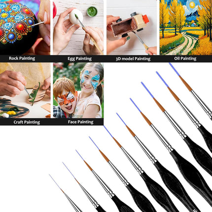 10Pcs Miniature Paint Brush Set Fine Detail Brushes for Acrylic Model Art