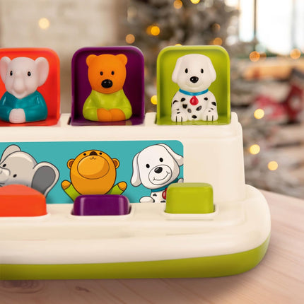 Cause-and-Effect Toy with Buttons & Colors, Pop-Up Animal Game for 18+ Months