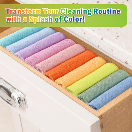 10PCS Microfiber Towels Colorful Cleaning Rags for Car Home Kitchen Dust