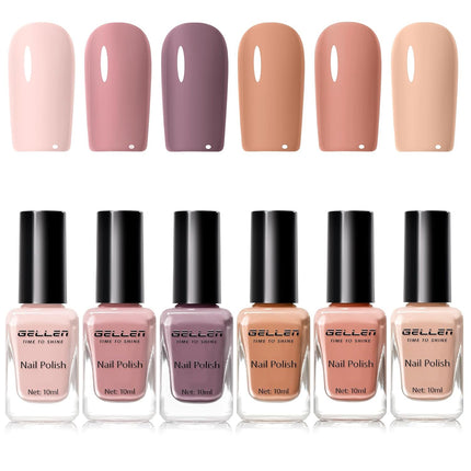 6pc Neutral Nail Polish Set Nude Earth Tones Fall Winter Colors
