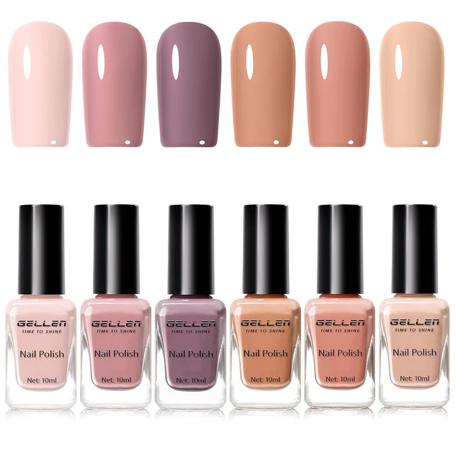 6pc Neutral Nail Polish Set Nude Earth Tones Fall Winter Colors