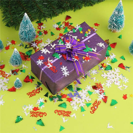 100g/4800PCS Christmas Confetti Mix – Foil Snowflake, Angel, Tree & More