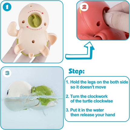 Swimming Turtle Bath Toys – Wind-Up Water Toys for Toddlers 1–4 (3 Pack)