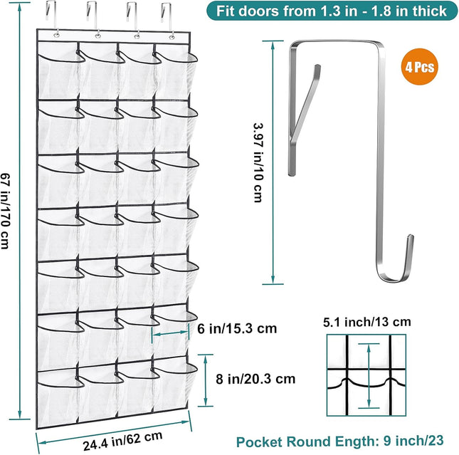 28-Pocket Hanging Shoe Organizer – Premium Clear Storage for Closet Door