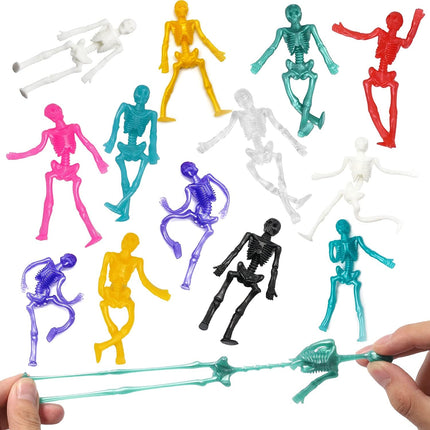 24PCS Halloween Stretchy Skeleton Toys, Squishy Skull Party Favors & Goody Bag Fillers