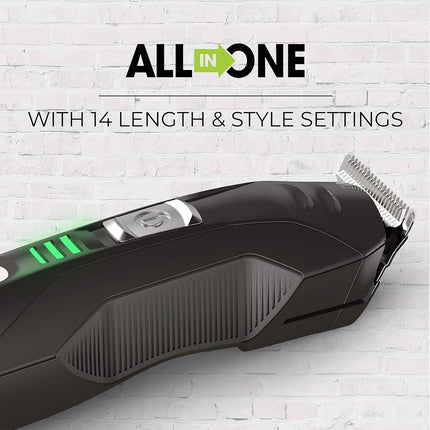 8-Piece All-in-One Grooming Kit for Men, Trimmer, Shaver, Clippers & Combs, Black