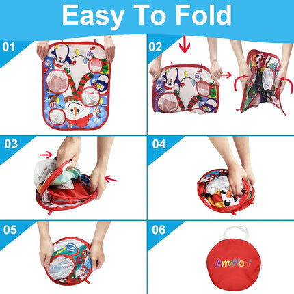 Christmas Party Bean Bag Toss Game – Double-Sided Collapsible Cornhole Board for Kids & Adults