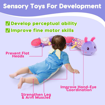 Baby Musical Caterpillar Plush Toy, Crinkle Rattle Sensory Toy 0-12M